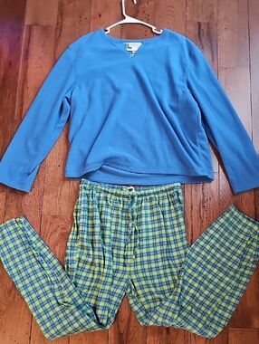 Blue Top with Green Plaid Pajama Set